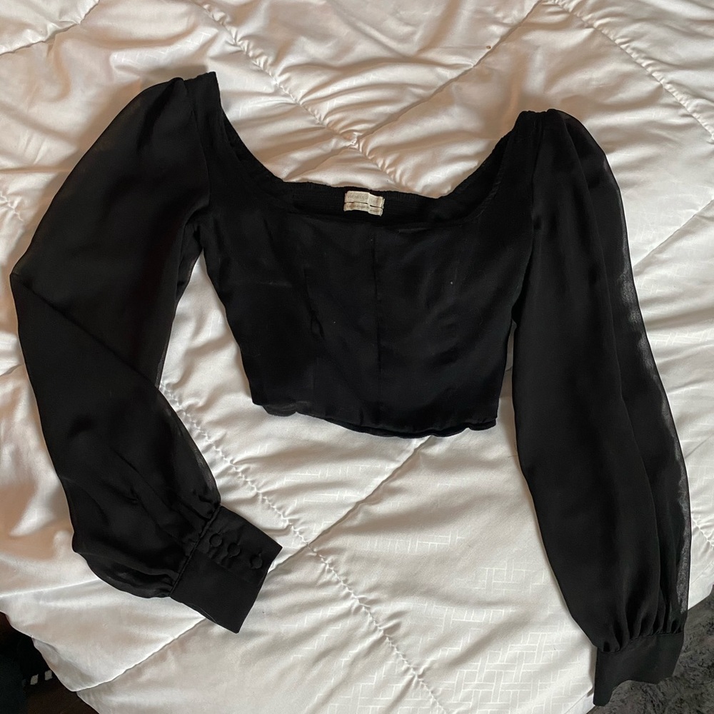 Black urban outfitters long sleeve crop top